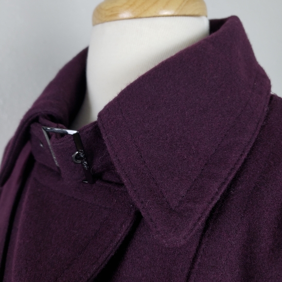 Calvin Klein Purple Black Plum Wool Blend Belted Short Coat Size 2XL - Picture 3 of 7